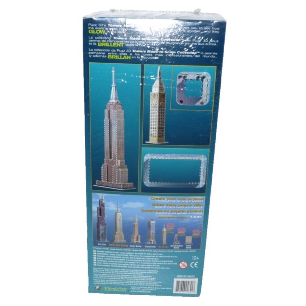 PUZZ 3D Empire State Building 30" glow in the dark 569 piece puzzle WREBBIT, NEW - Picture 2 of 2